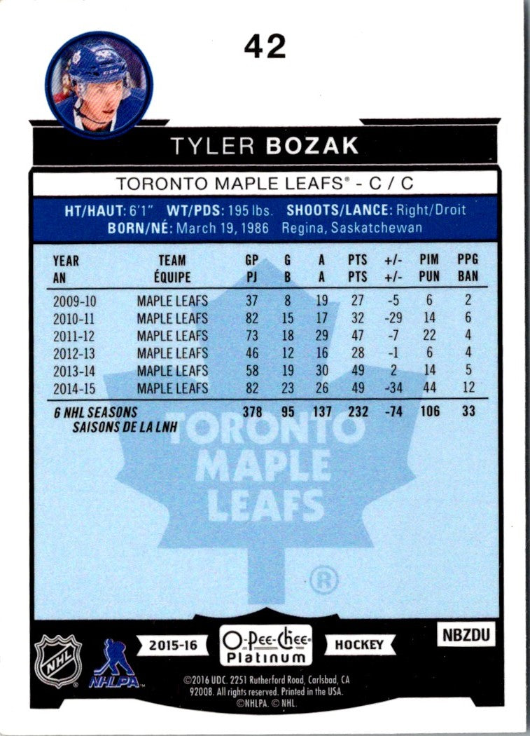 2015 O-Pee-Chee Platinum Tyler Bozak