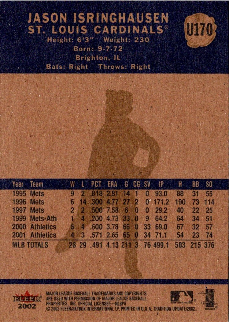 2002 Fleer Tradition Update Jason Isringhausen