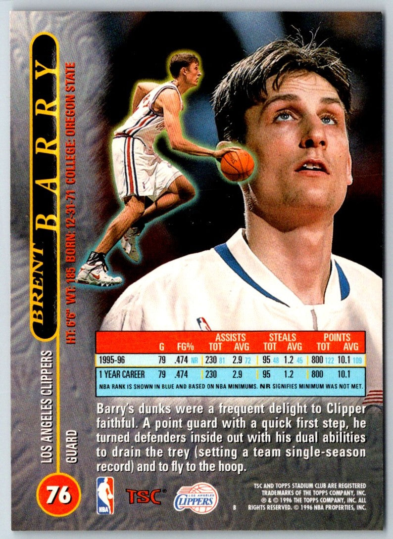 1996 Stadium Club Matrix Brent Barry