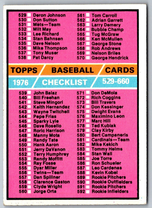1976 Topps Checklist 1-132 #67