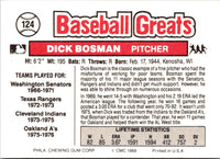 1989 Swell Baseball Greats Dick Bosman #124