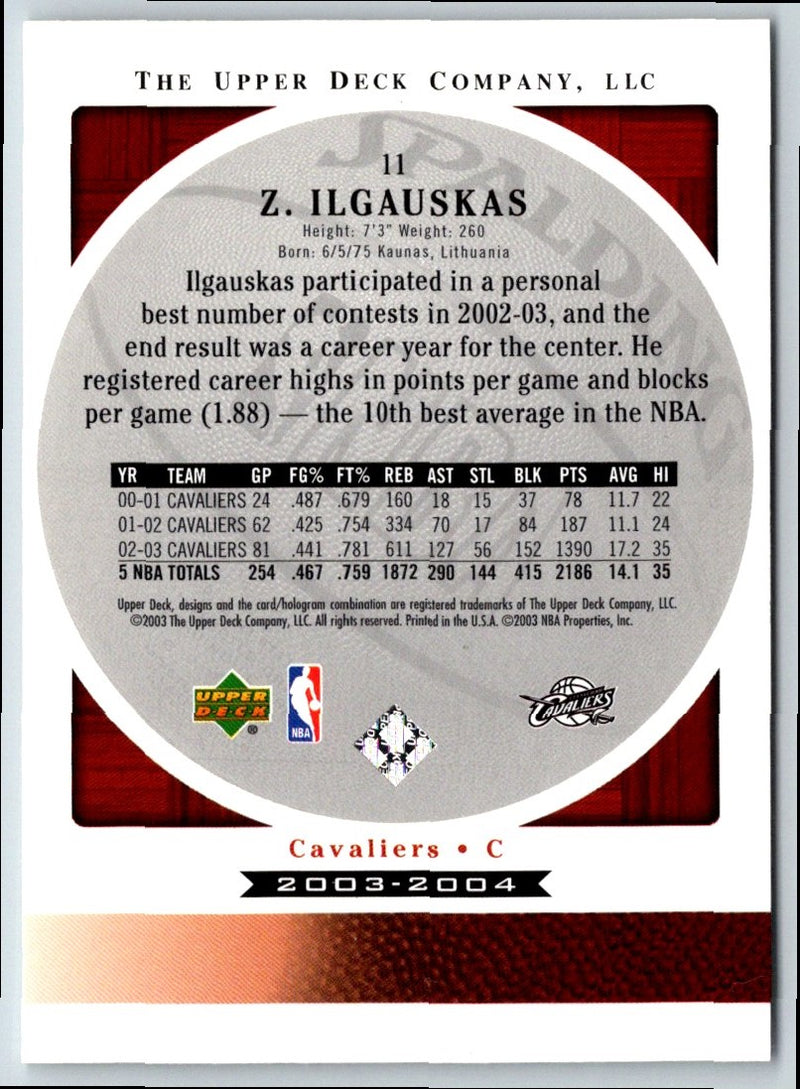 2003 Upper Deck Standing O Zydrunas Ilgauskas