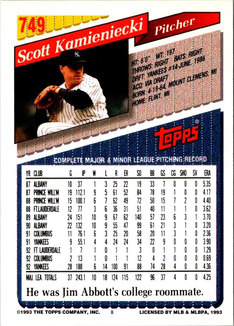 1993 Topps Scott Kamieniecki