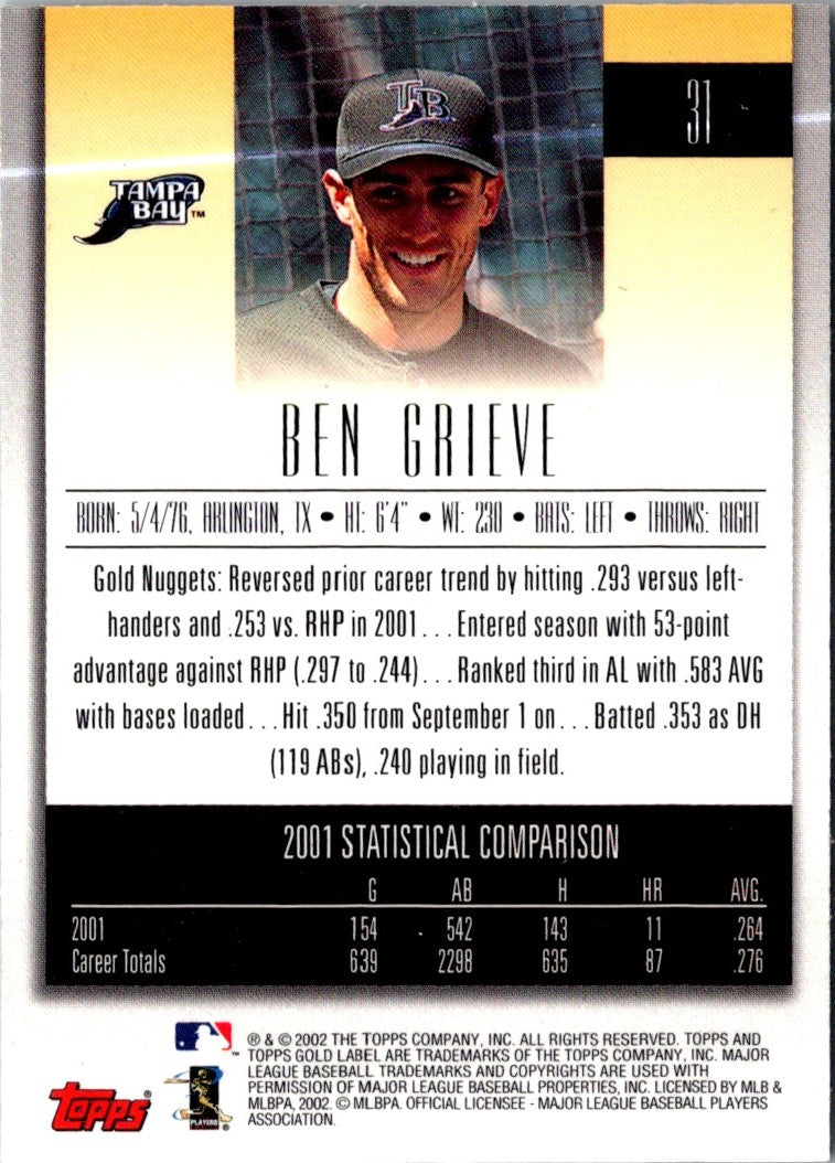 2002 Topps Gold Label Ben Grieve