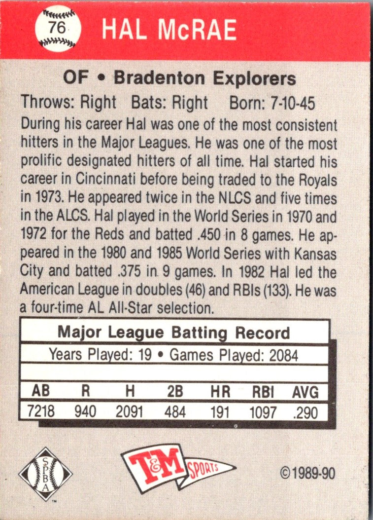 1989 T&M Senior League Hal McRae