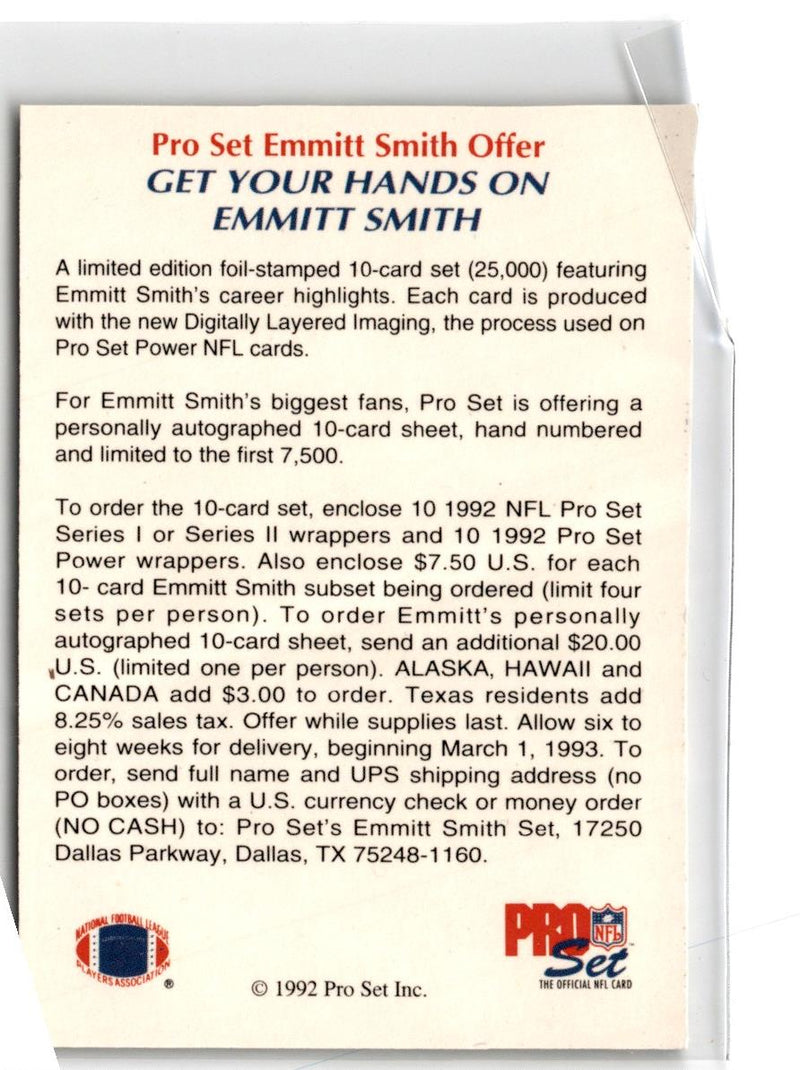 1992 Pro Set Super Bowl XXVII Emmitt Smith