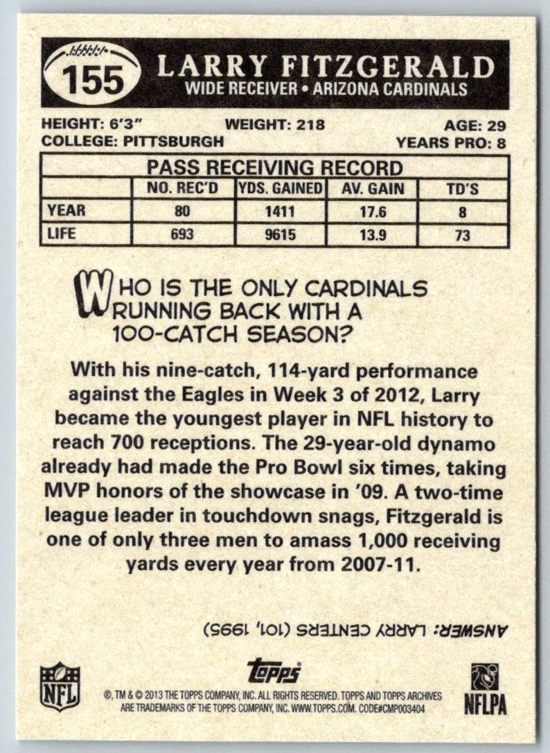 2013 Topps Archives Larry Fitzgerald