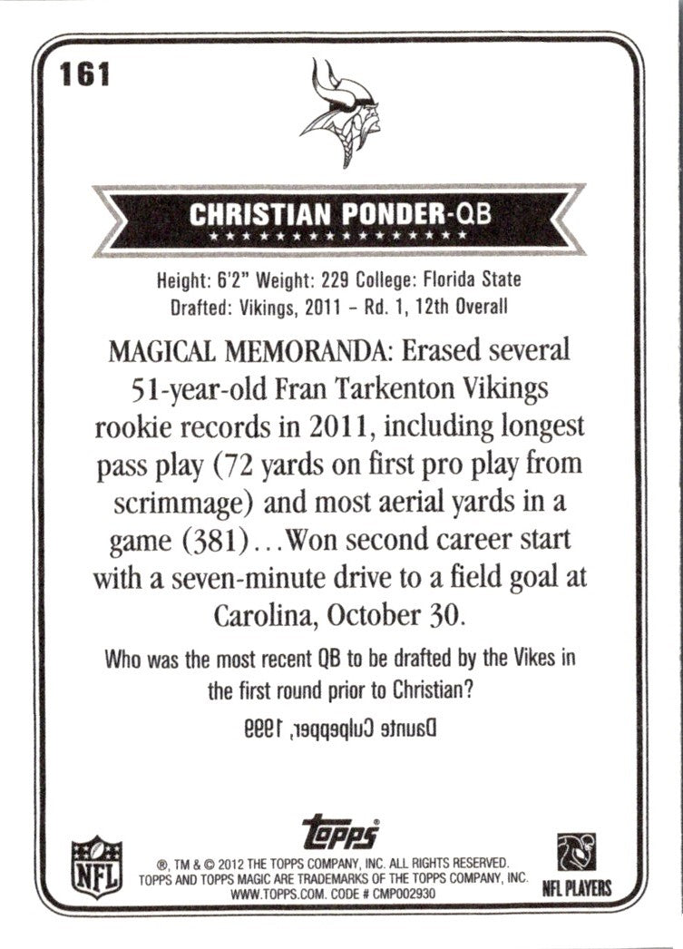 2012 Topps Magic Christian Ponder