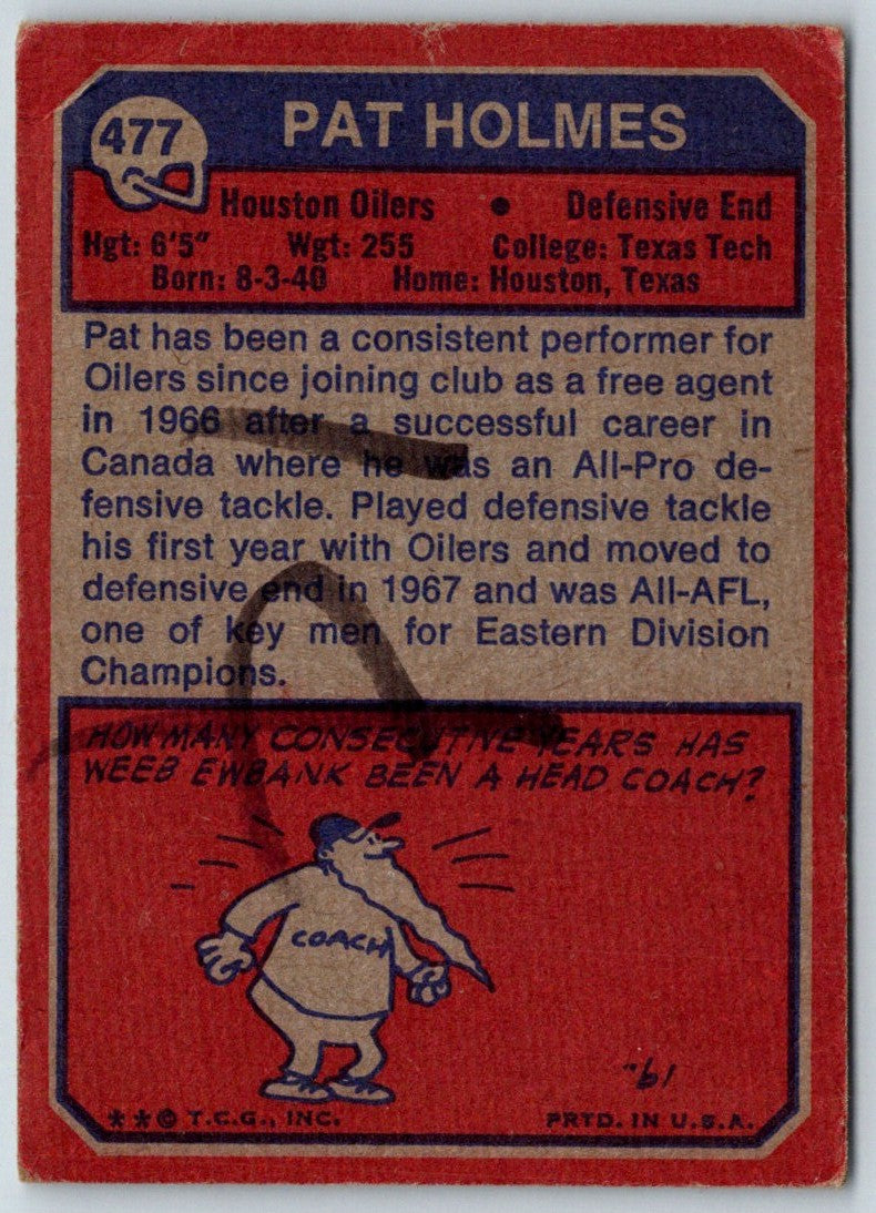 1973 Topps Pat Holmes