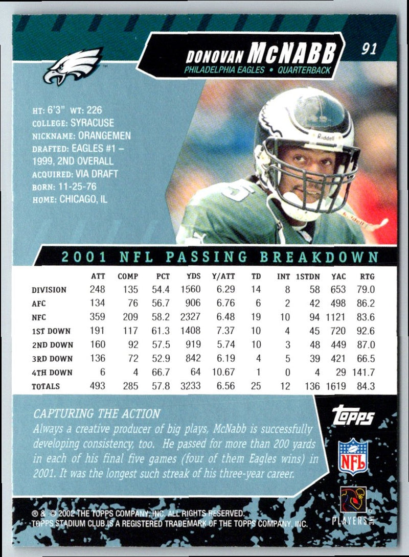 2002 Stadium Club Donovan McNabb