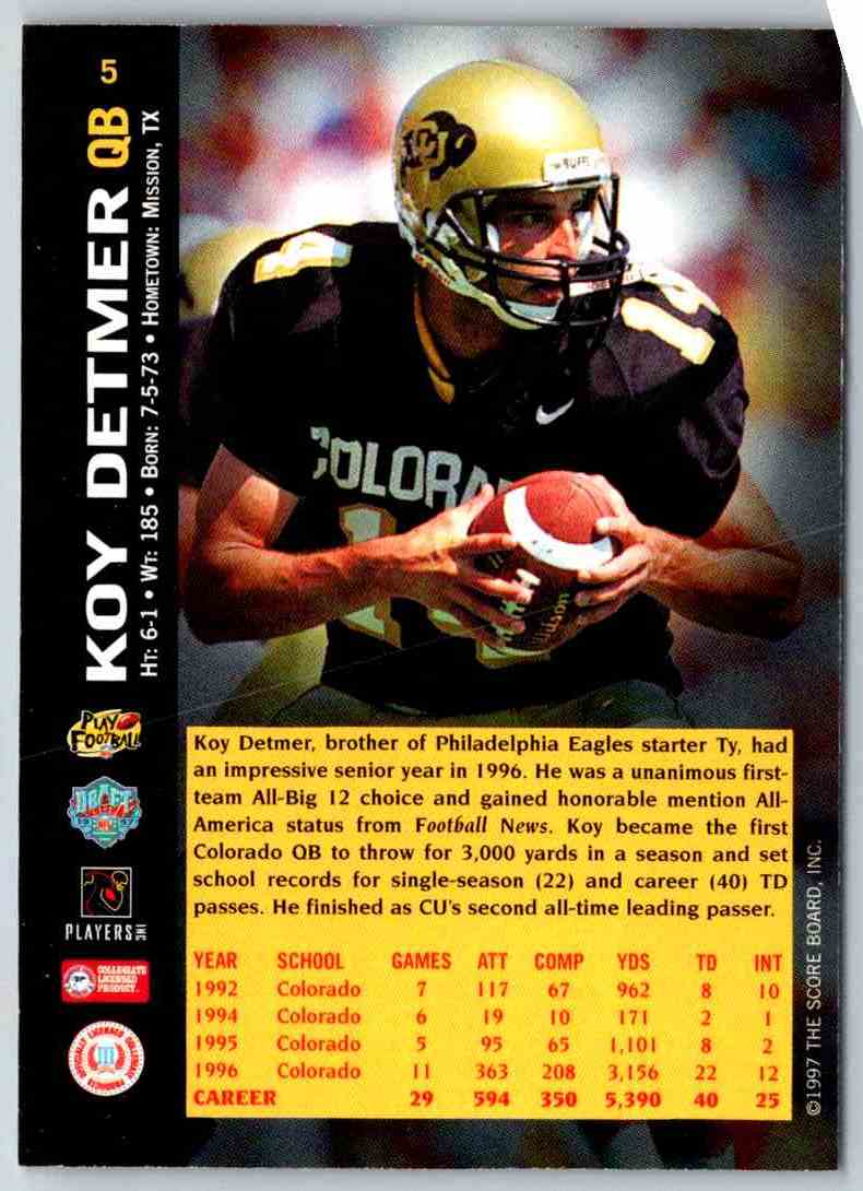 1997 Score Board Sb Koy Detmer