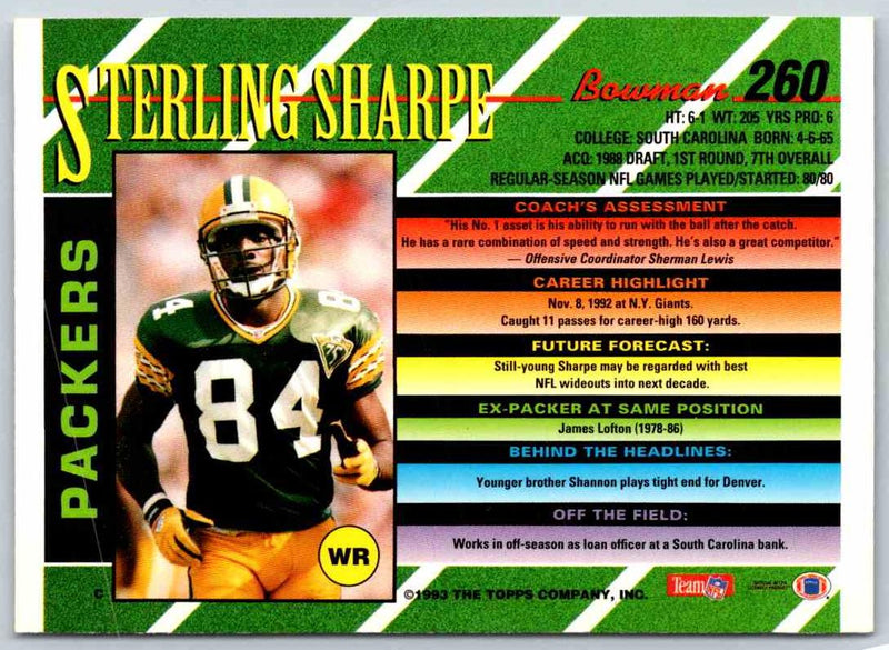 1993 Bowman Football Sterling Sharpe