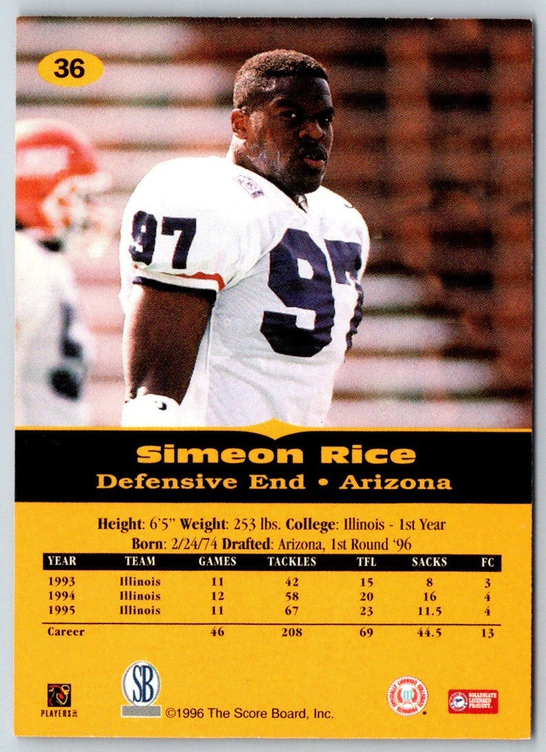 1996 Pro Line II Intense Phone Cards $3 Simeon Rice