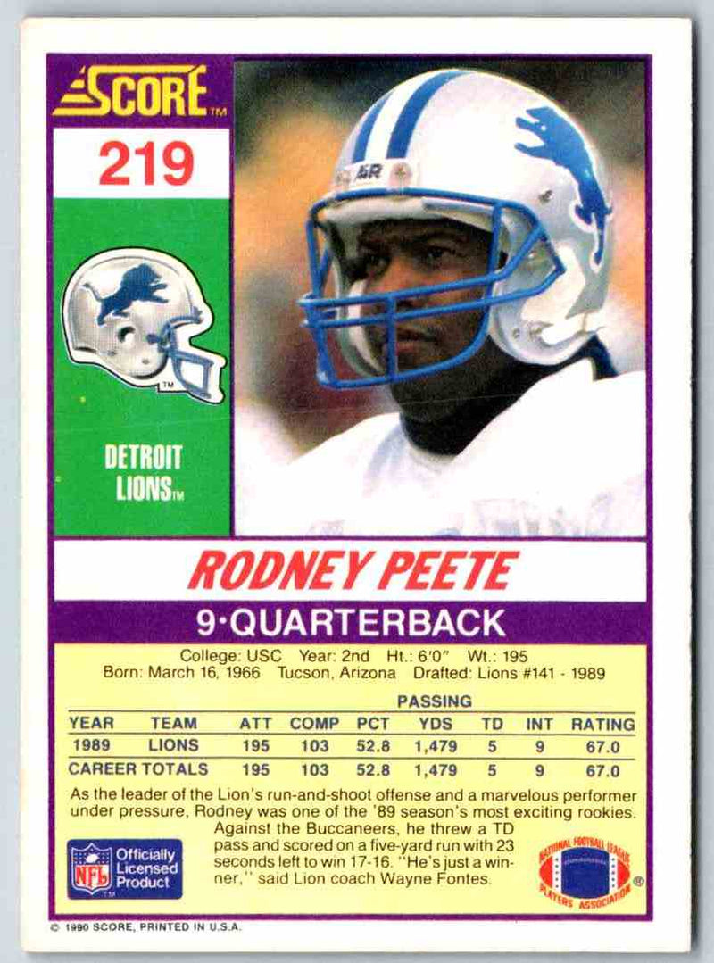 1990 Score Rodney Peete