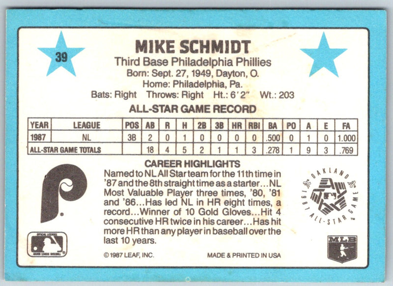 1988 Donruss All-Stars Mike Schmidt