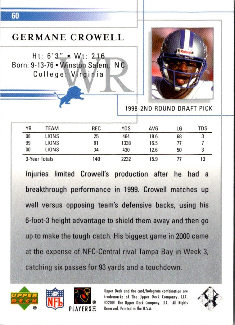 2001 Upper Deck Germane Crowell