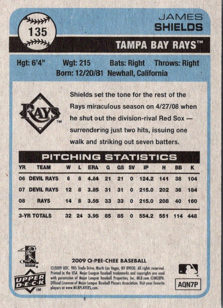 2009 O-Pee-Chee James Shields