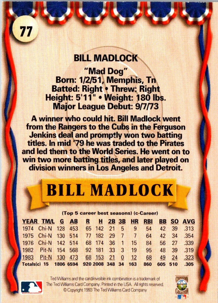 1982 Fleer Stamps Bill Madlock