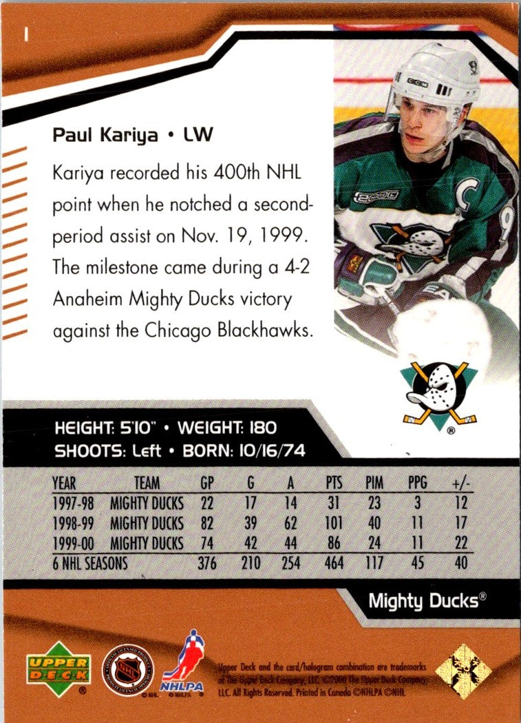 2000 Upper Deck Paul Kariya