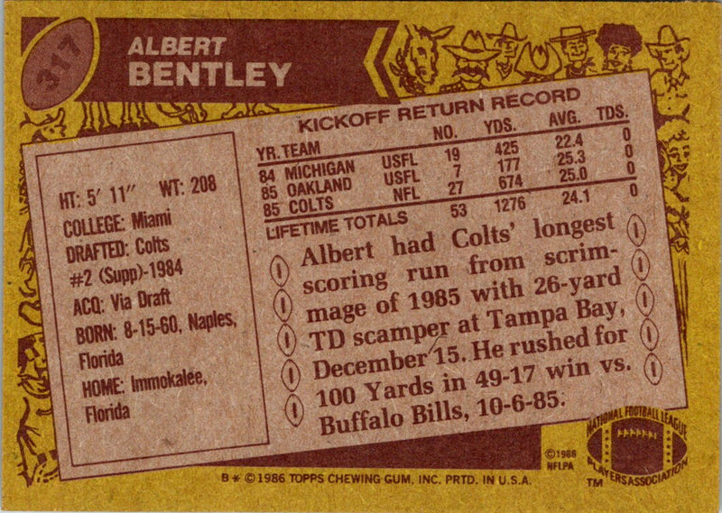 1986 Topps Albert Bentley