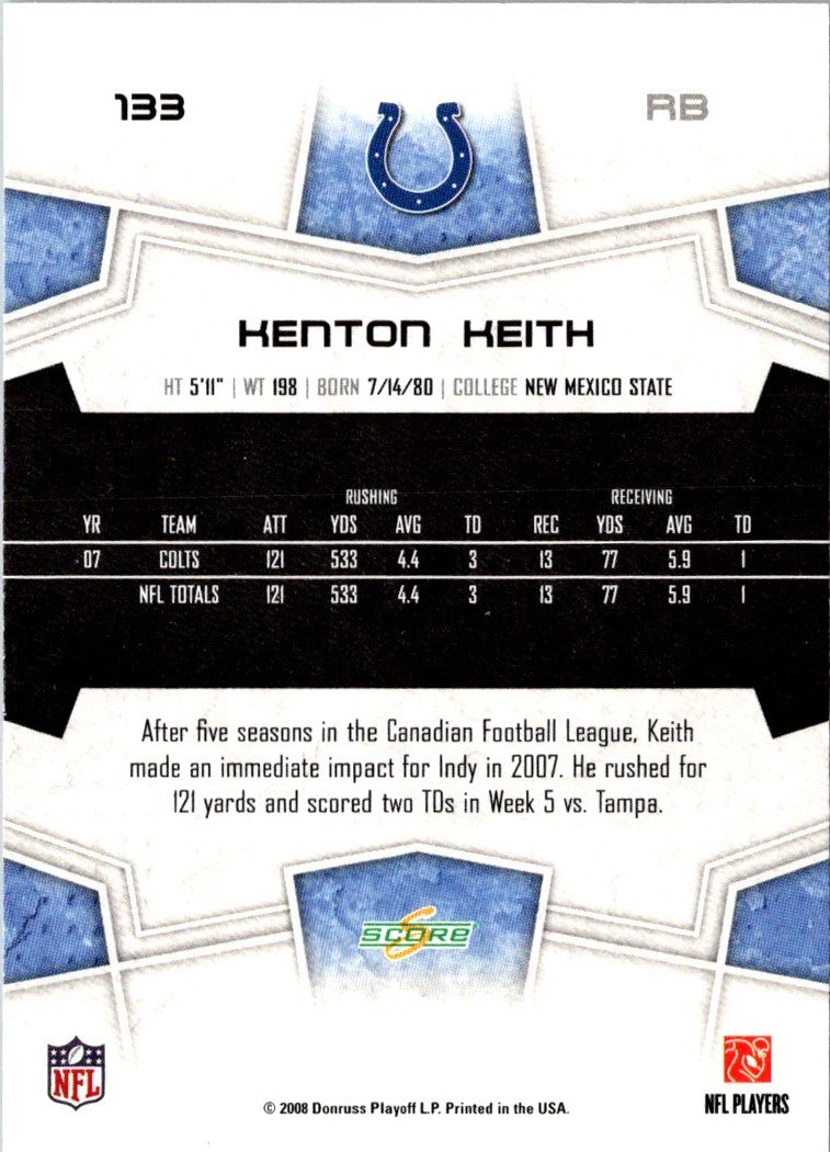 2008 Score Super Bowl XLIII Kenton Keith