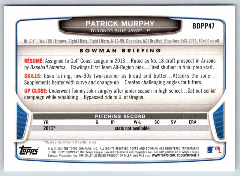 2013 Bowman Patrick Murphy