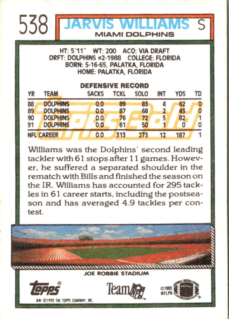 1992 Topps Jarvis Williams