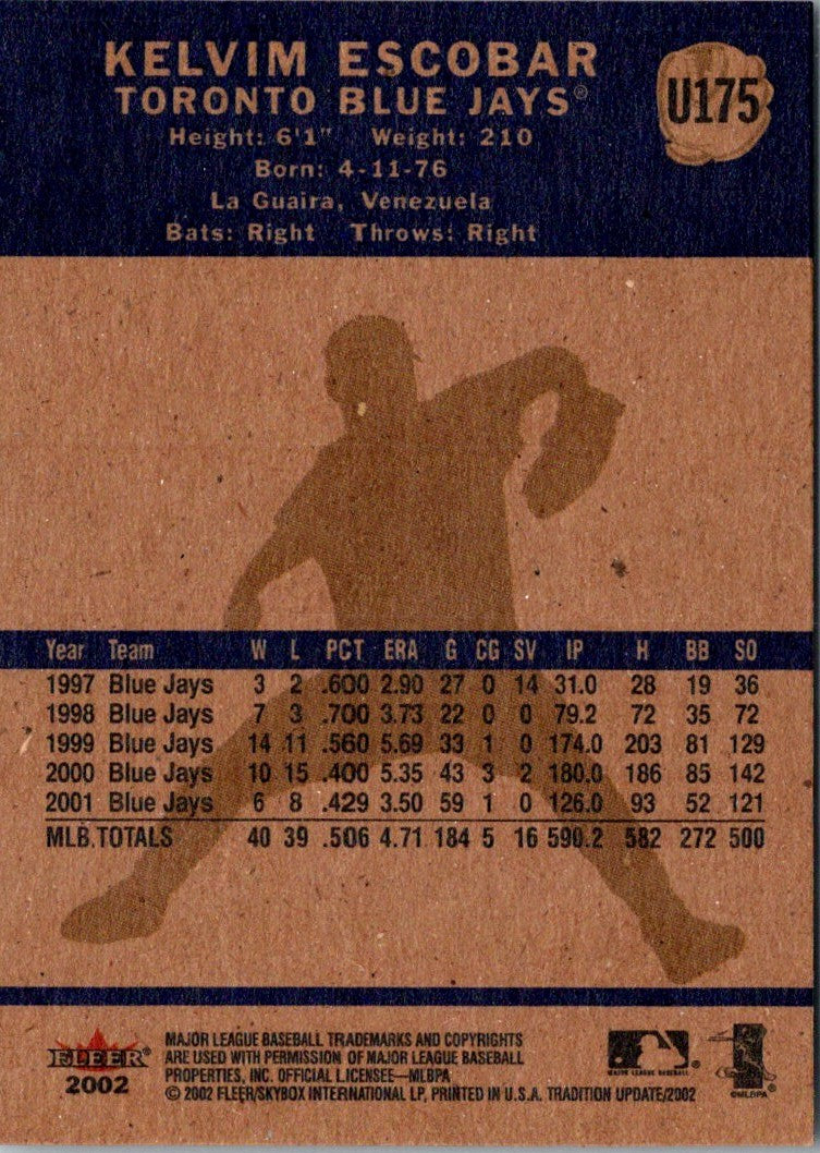 2002 Fleer Tradition Update Kelvim Escobar