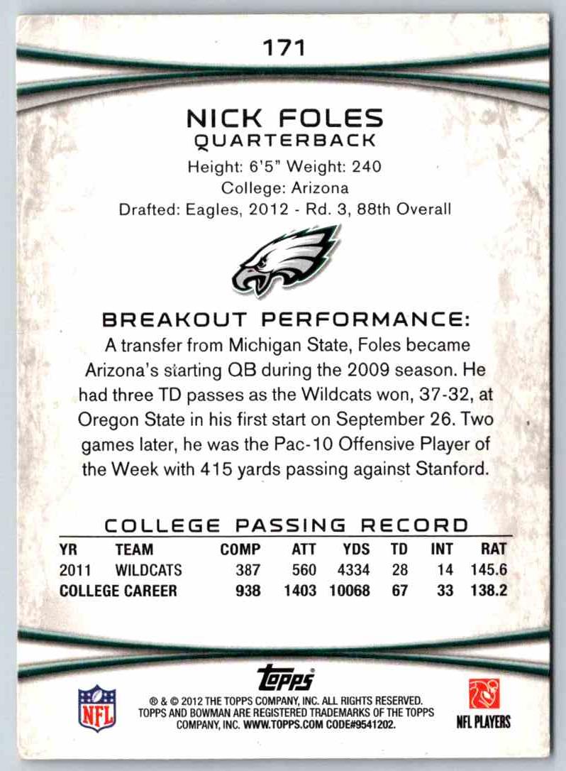 2014 Bowman Football Nick Foles