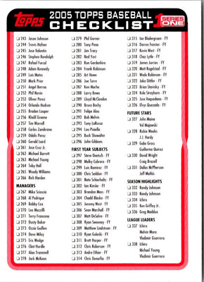 2005 Topps Checklist Checklist Series 1 #2