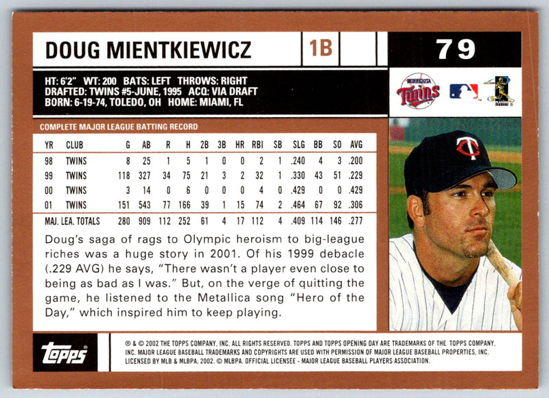 2002 Topps Opening Day Doug Mientkiewicz