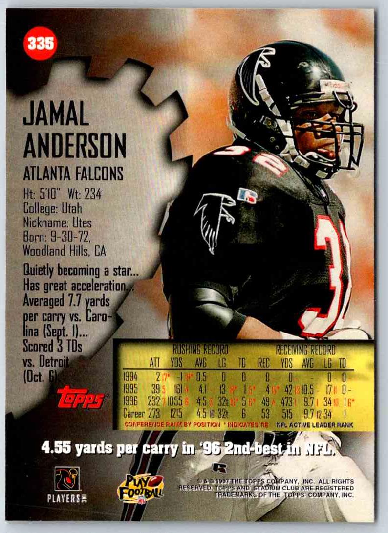 1997 Topps Stadium Club Football Jamal Anderson