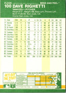 1987 Fleer Star Stickers Dave Righetti