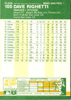 1987 Fleer Star Stickers Dave Righetti #100
