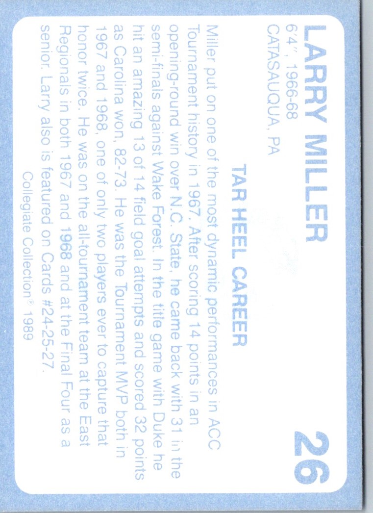 1989 Collegiate Collection North Carolina's Finest Larry Miller