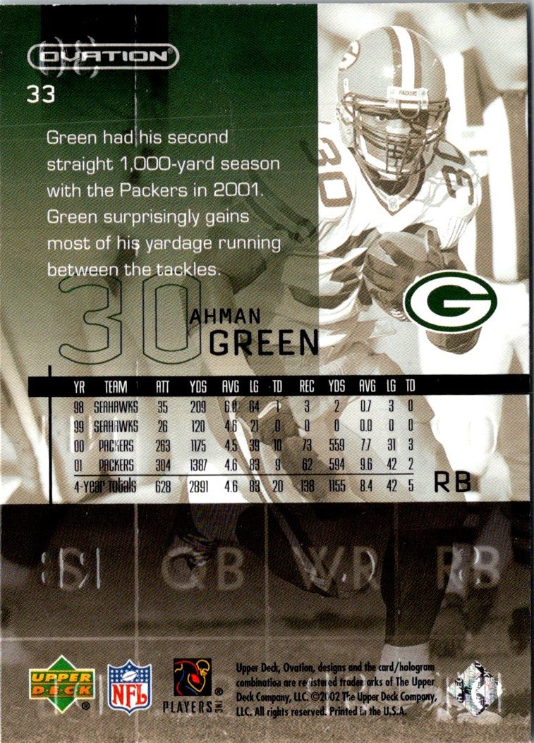 2002 Upper Deck Ovation Ahman Green