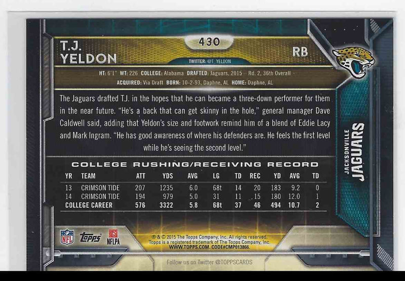 2015 Topps T.J.Yeldon