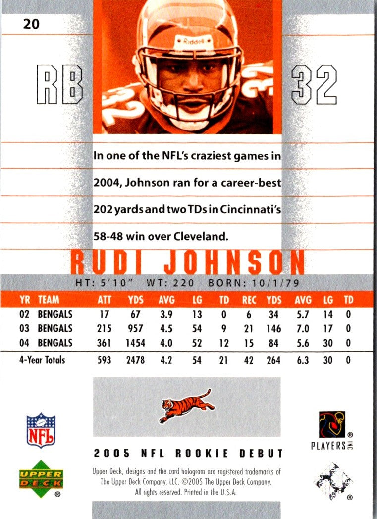 2005 Upper Deck Rookie Debut Rudi Johnson