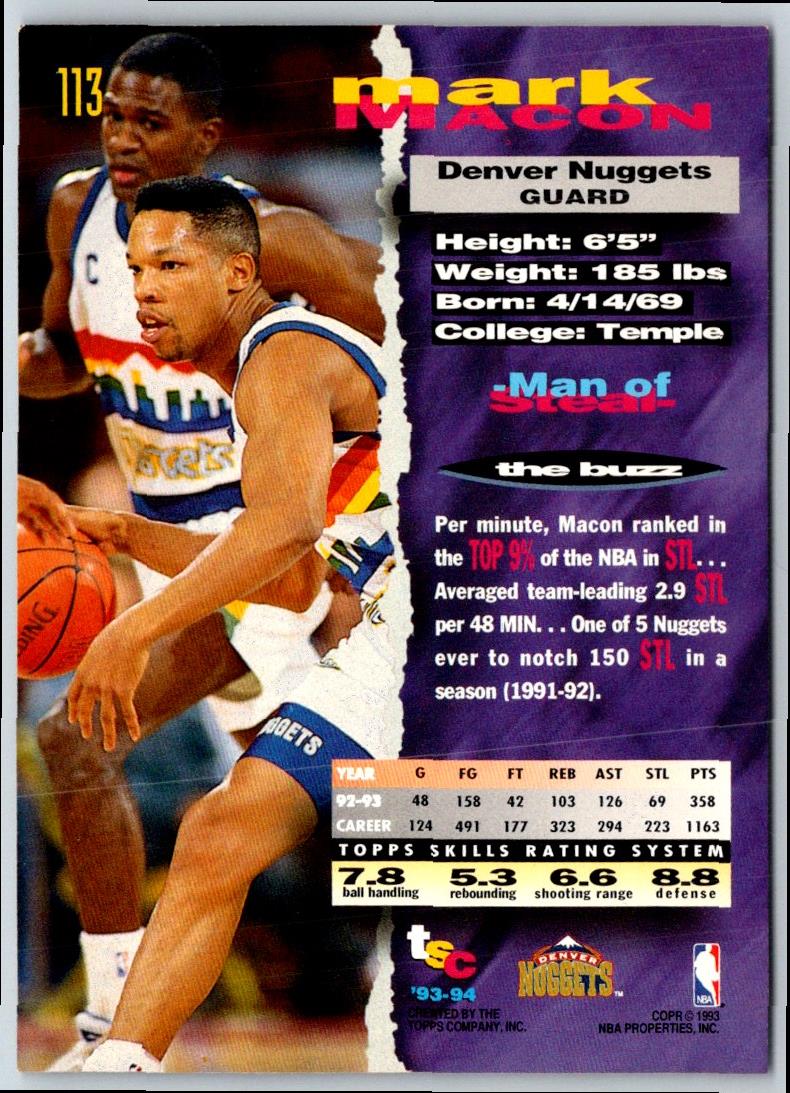 1993 Stadium Club Members Only Mark Macon