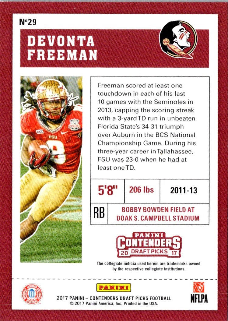 2017 Panini Contenders Draft Picks Devonta Freeman