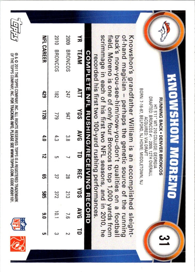 2011 Topps Knowshon Moreno