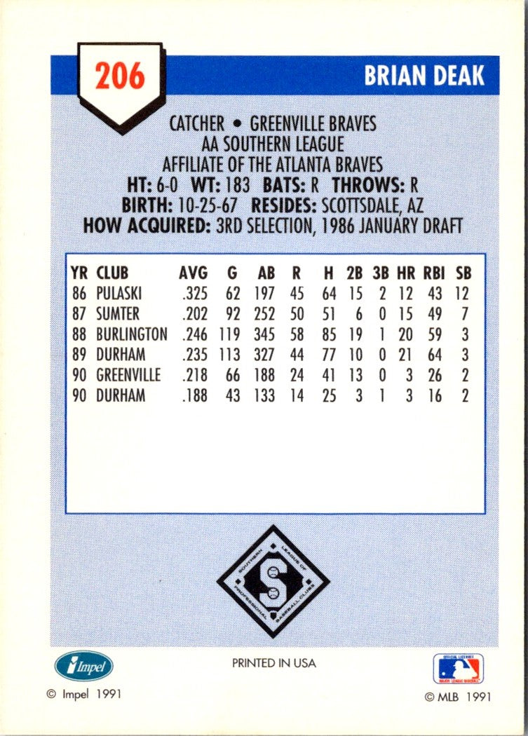 1991 Line Drive AA Brian Deak
