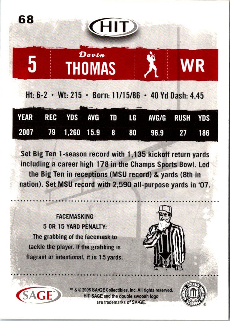 2008 SAGE HIT Devin Thomas