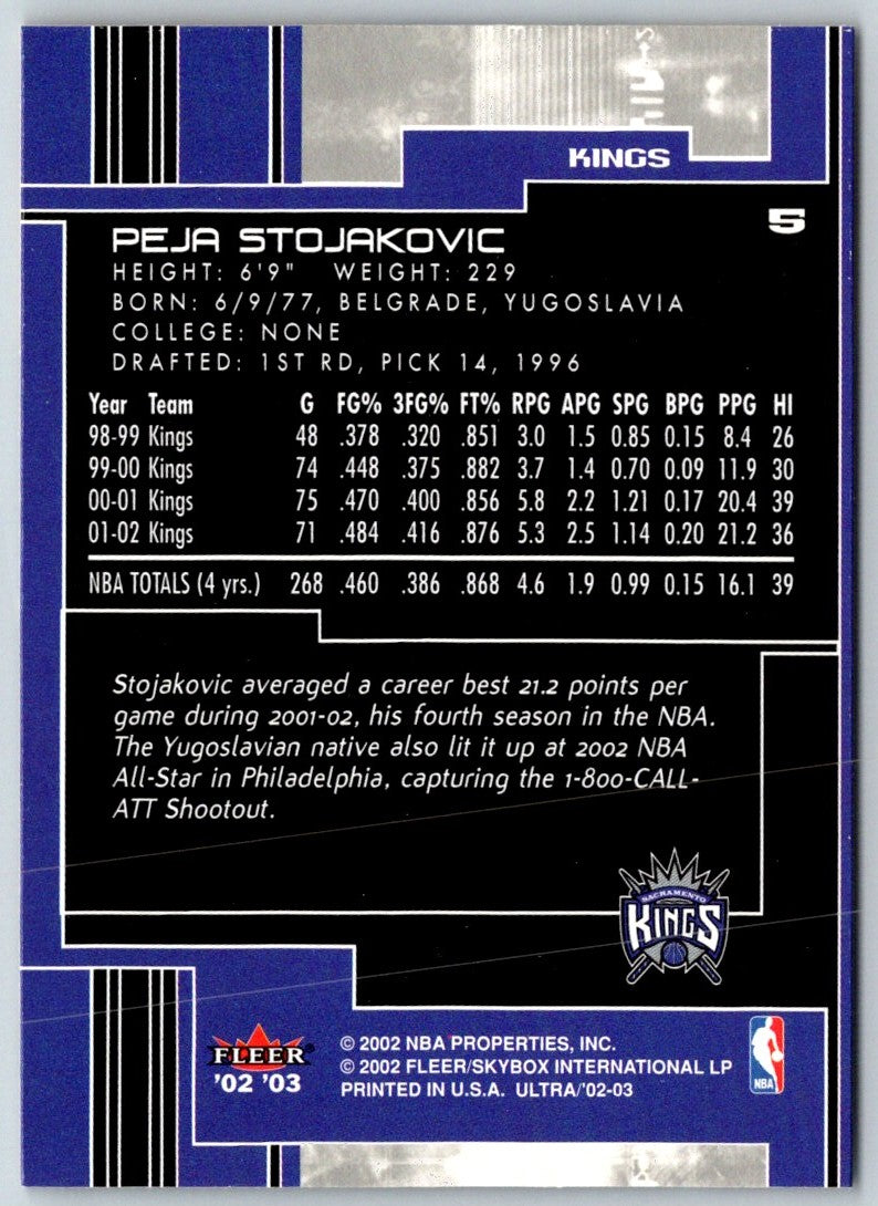 2001 Fleer Focus Peja Stojakovic