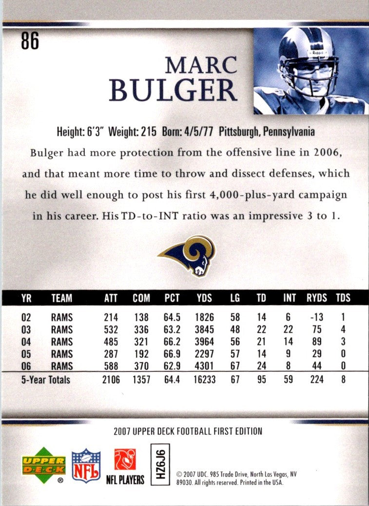 2007 Upper Deck First Edition Marc Bulger