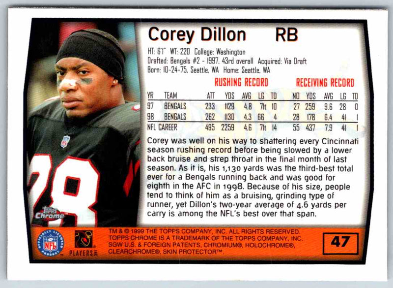 1991 Bowman BestFootball Corey Dillon