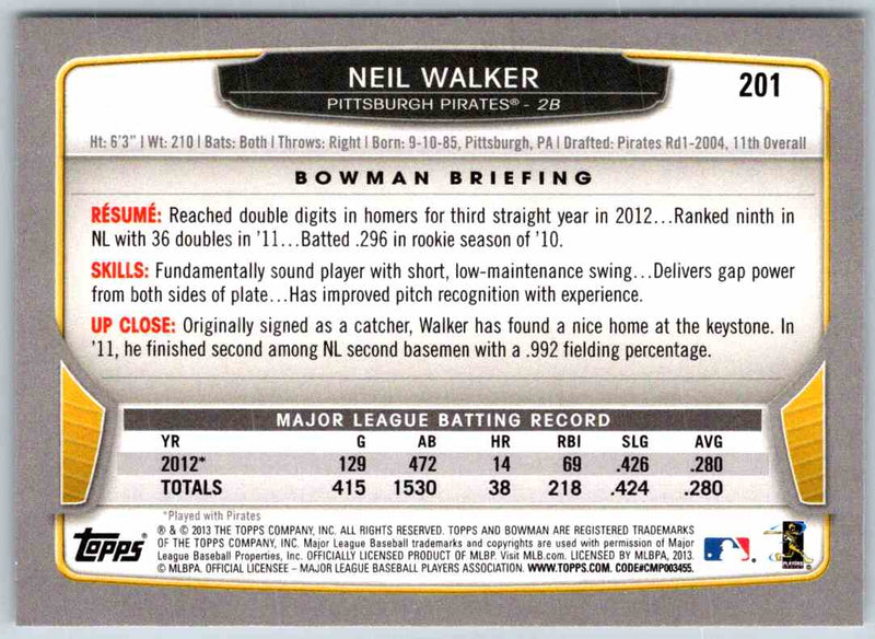 2014 Bowman Neil Walker