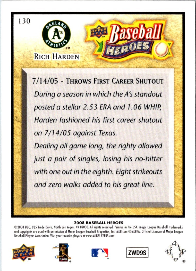 2008 Upper Deck Baseball Heroes Rich Harden