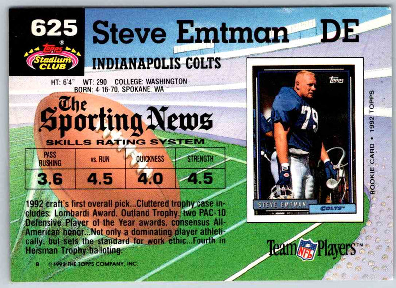 1991 Topps Stadium Club Football Steve Emtman