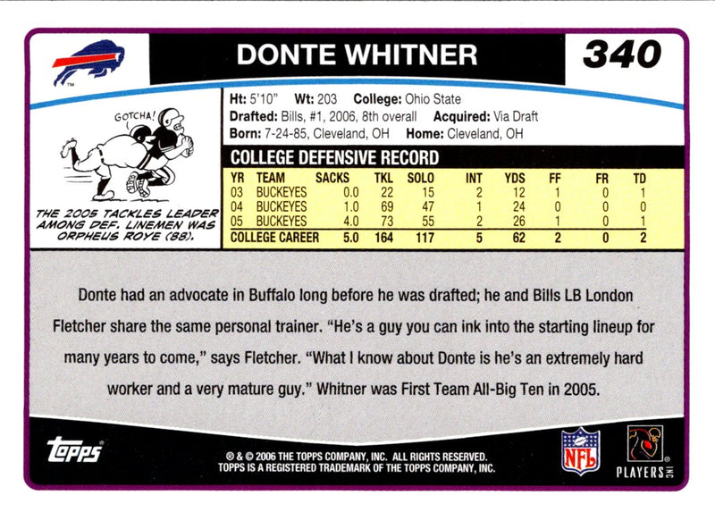 2006 Topps Donte Whitner